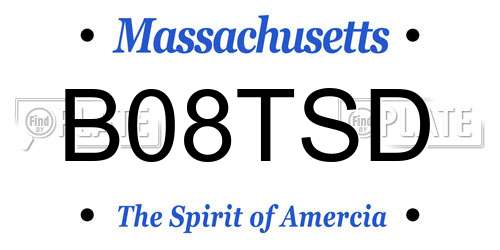 B08TSD Massachusetts License Plate