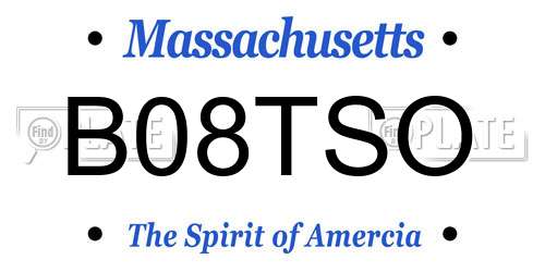 B08TSO Massachusetts License Plate