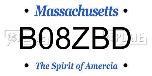 B08ZBD Massachusetts License Plate