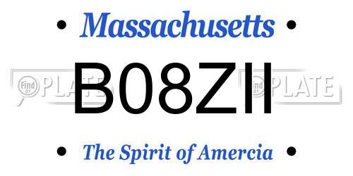 B08ZII Massachusetts License Plate