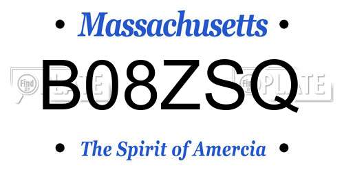 B08ZSQ Massachusetts License Plate