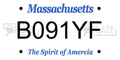 B091YF Massachusetts License Plate