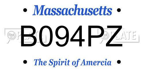 B094PZ Massachusetts License Plate