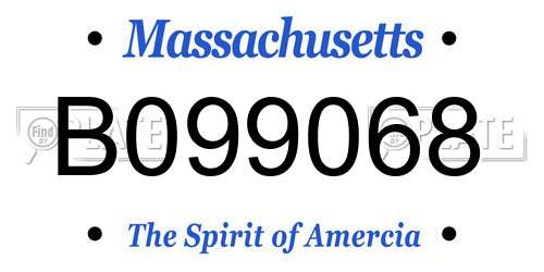 B099068 Massachusetts License Plate