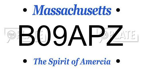 B09APZ Massachusetts License Plate