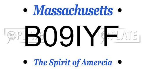 B09IYF Massachusetts License Plate