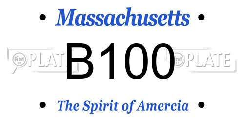 B100 Massachusetts License Plate