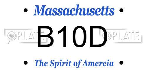 B10D Massachusetts License Plate