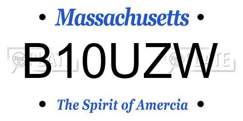 B10UZW Massachusetts License Plate