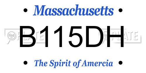 B115DH Massachusetts License Plate