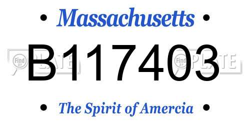 B117403 Massachusetts License Plate