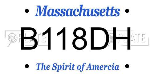 B118DH Massachusetts License Plate