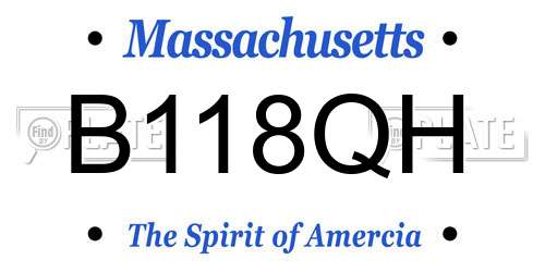 B118QH Massachusetts License Plate