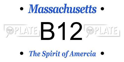 B12 Massachusetts License Plate