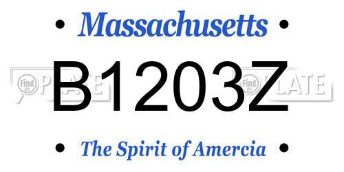 B1203Z Massachusetts License Plate