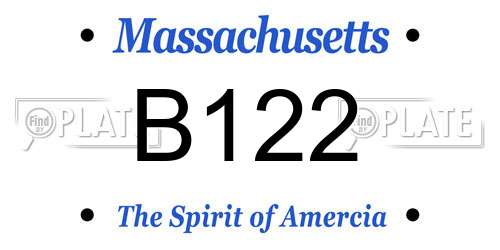 B122 Massachusetts License Plate
