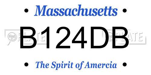 B124DB Massachusetts License Plate