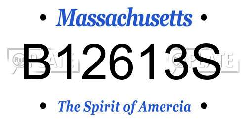 B12613S Massachusetts License Plate