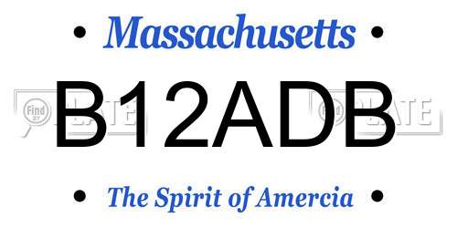 B12ADB Massachusetts License Plate