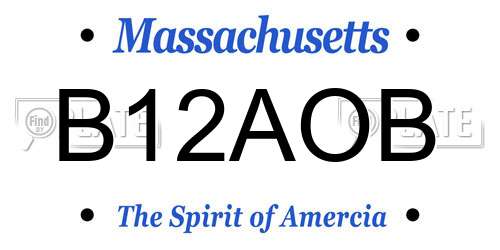 B12AOB Massachusetts License Plate