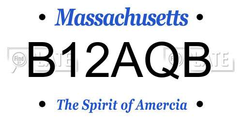 B12AQB Massachusetts License Plate