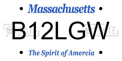 B12LGW Massachusetts License Plate