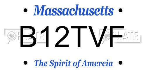 B12TVF Massachusetts License Plate