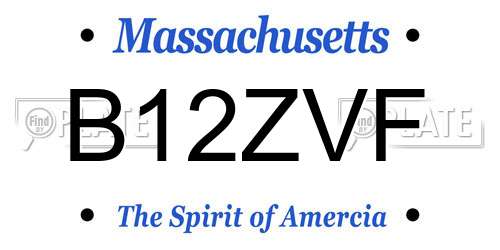 B12ZVF Massachusetts License Plate
