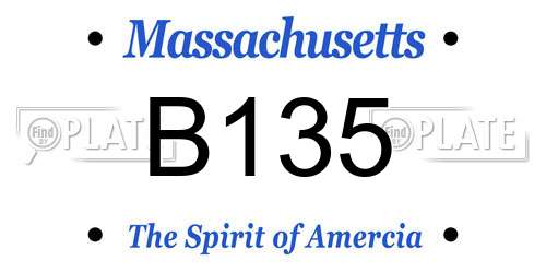 B135 Massachusetts License Plate