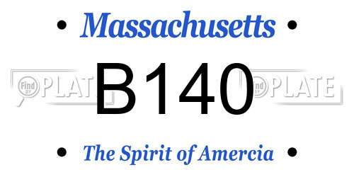 B140 Massachusetts License Plate