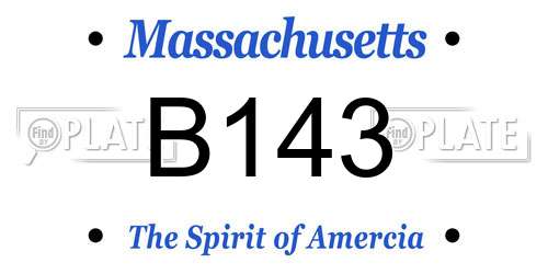 B143 Massachusetts License Plate