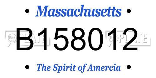 B158012 Massachusetts License Plate