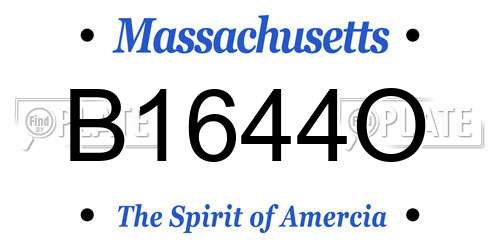 B1644O Massachusetts License Plate