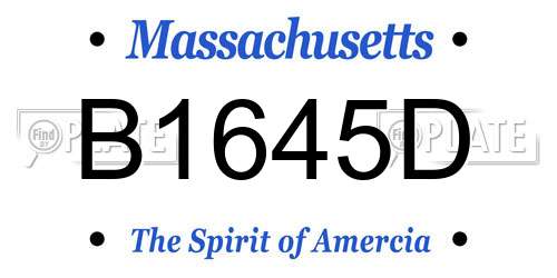 B1645D Massachusetts License Plate