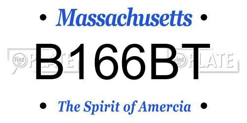 B166BT Massachusetts License Plate