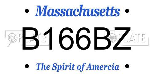 B166BZ Massachusetts License Plate