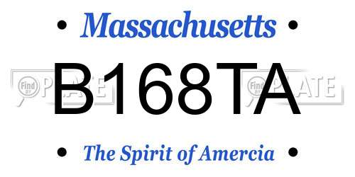 B168TA Massachusetts License Plate