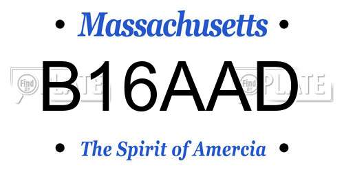 B16AAD Massachusetts License Plate