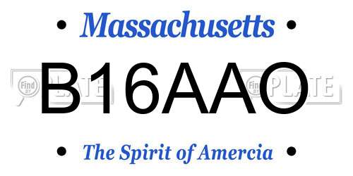 B16AAO Massachusetts License Plate