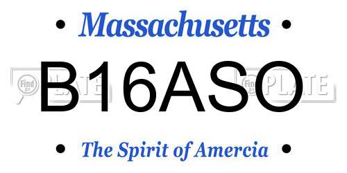 B16ASO Massachusetts License Plate