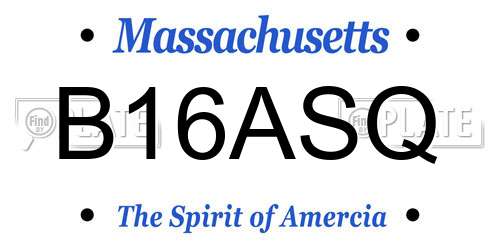 B16ASQ Massachusetts License Plate