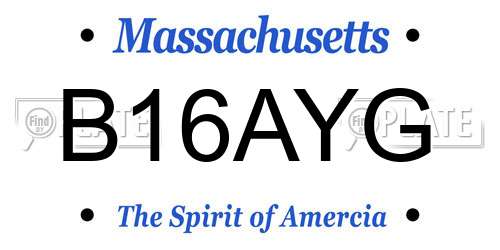 B16AYG Massachusetts License Plate