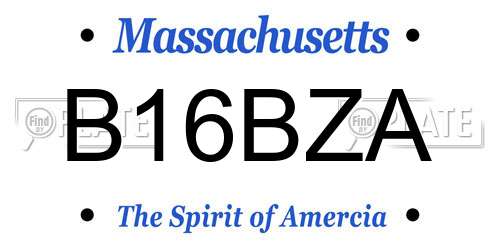 B16BZA Massachusetts License Plate
