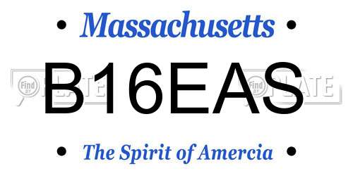 B16EAS Massachusetts License Plate