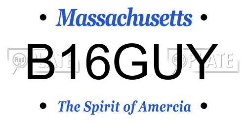 B16GUY Massachusetts License Plate