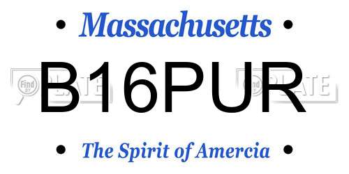 B16PUR Massachusetts License Plate