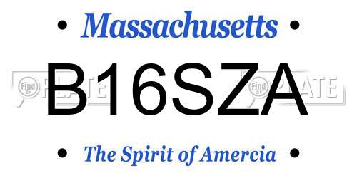 B16SZA Massachusetts License Plate