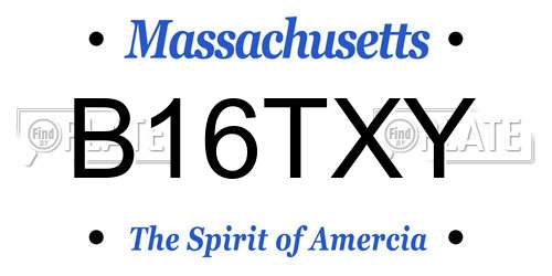 B16TXY Massachusetts License Plate