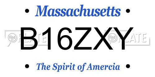 B16ZXY Massachusetts License Plate