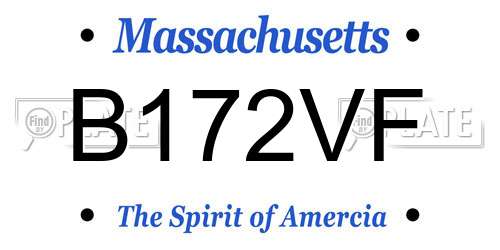B172VF Massachusetts License Plate